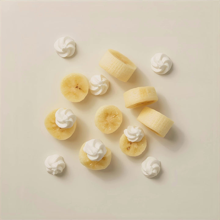 Whipped Banana Fragrance Notes. Top Notes: Banana, Apple, Quince. Middle Notes: Vanilla Bean. Base Notes: Whipped Cream