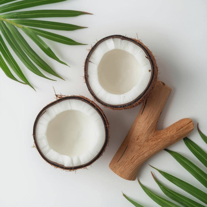 Coconut Santal Fragrance notes. Top notes: coconut, benzoin. middle notes: sandalwood. Base Notes: Tonka Bean, Cedarwood, Torchwood